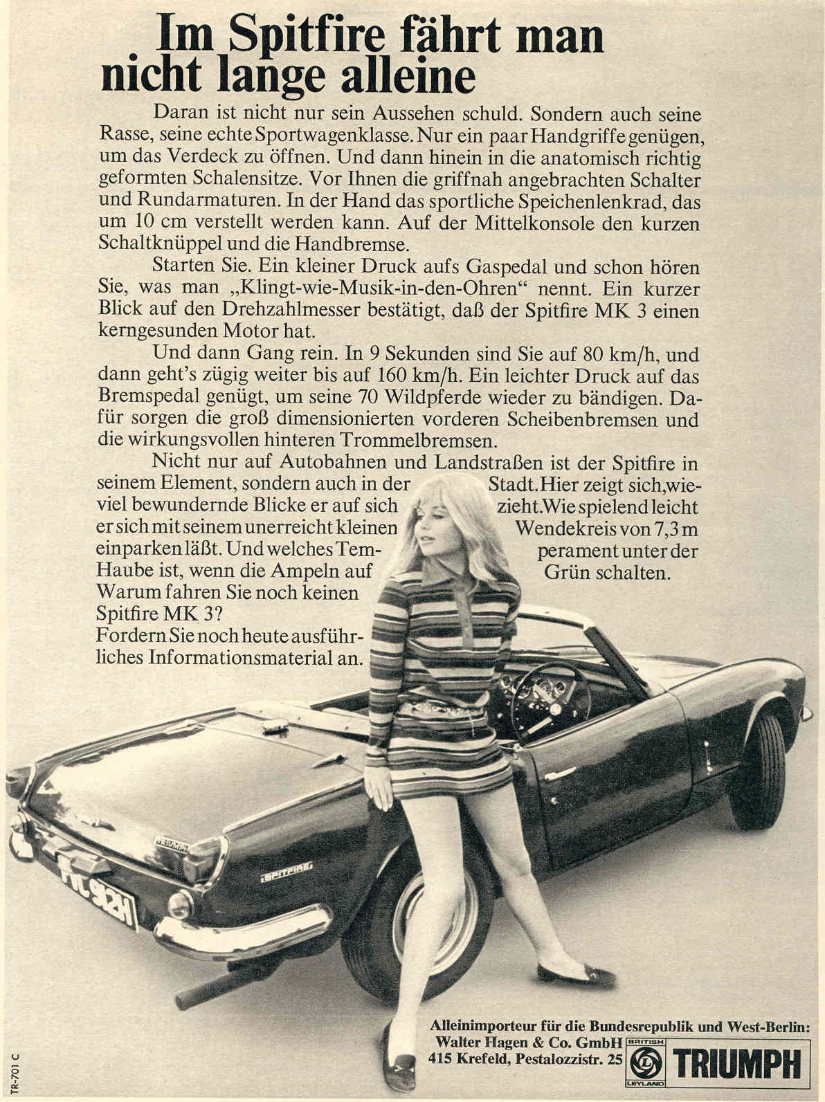 Triumph Spitfire Mk III Werbung -  Spitfire f&auml;hrt nicht lange alleine!